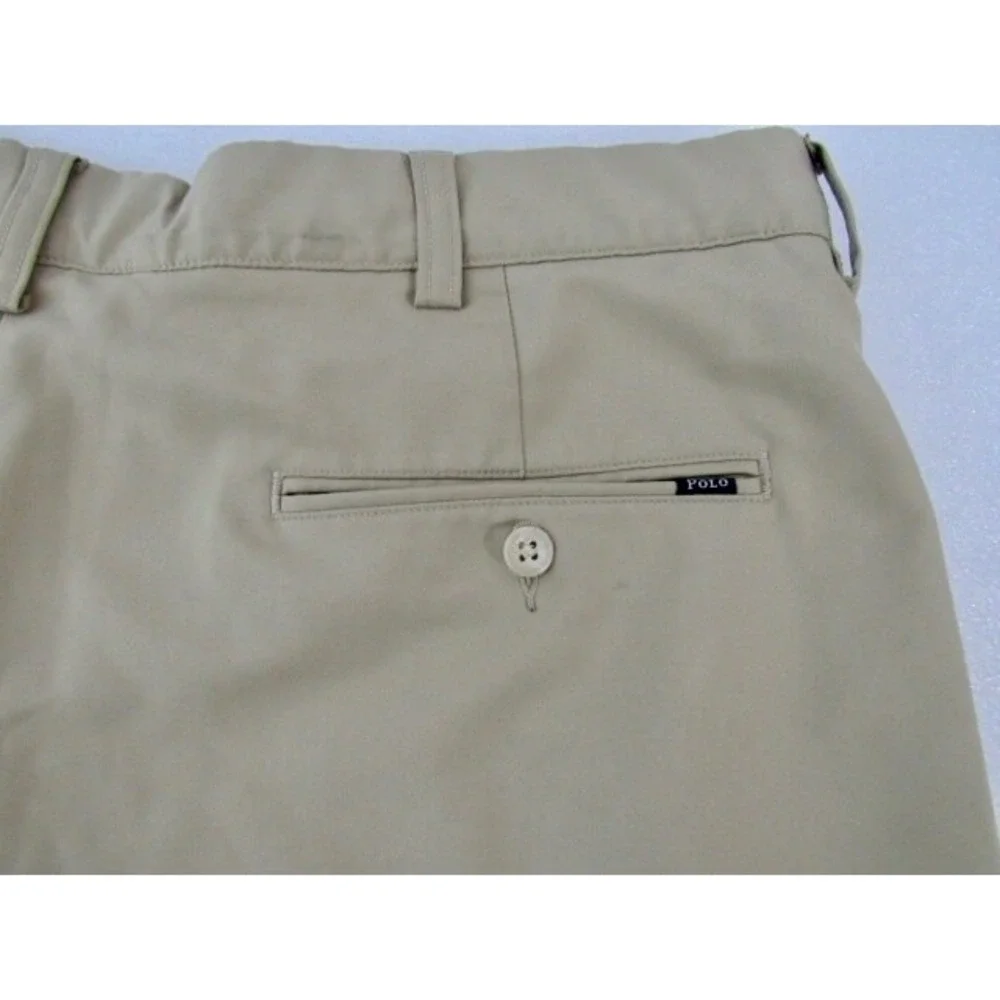 Polo‎ Ralph Lauren 100% Polyester Khaki Rear Logo Shorts Size 36